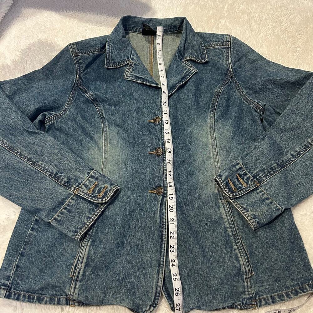 Y2K VTG Sonoma Blue Denim Button Up Blazer Jacket Cotton Medium Wash Sz XL - Picture 4 of 5